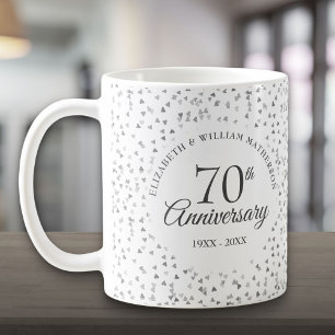 70:e Bröllop-årsdagen Kärlek Hearts Confetti Kaffemugg