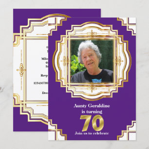 70:e fint guld lila vit fotoram sjuttio inbjudningar