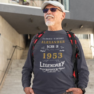 70:e födelsedag 1953 Namn Mörk blått Guld Legendar T Shirt