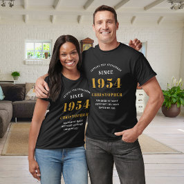 70:e födelsedag 1954 Lägg till Namn Black Guld Par T Shirt
