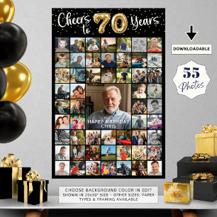 70:e födelsedag 55 fotosamlingstecken till 70 år poster