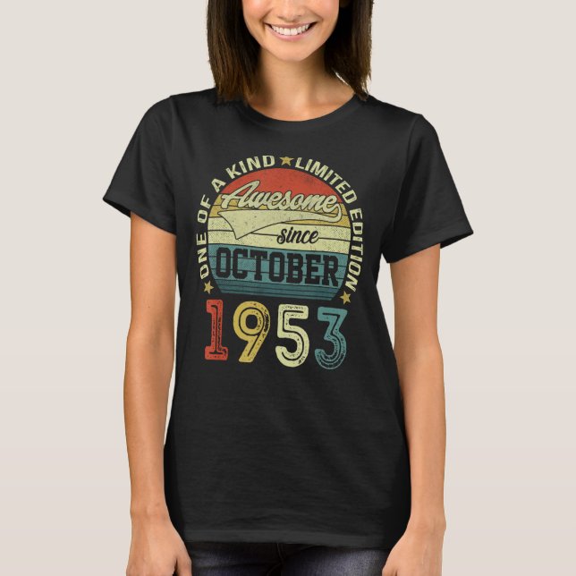 70:e födelsedag 70 år gamla Fantastisk sedan oktob T Shirt (Framsida)