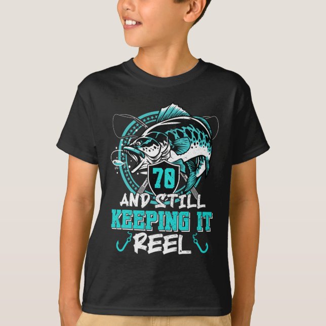 70:e födelsedag: 70 fiskar fortfarande t shirt (Framsida)