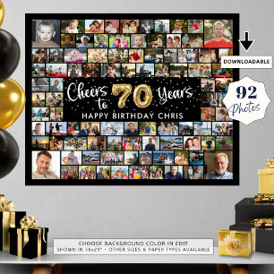 70:e födelsedag 92 foton svart Guld-ost på år Poster