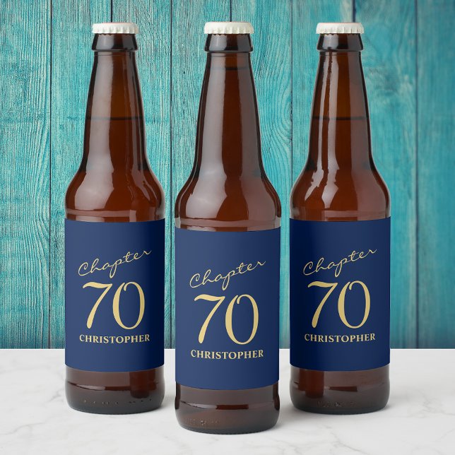 70:e födelsedag blå Guld Ölflaska Etikett (Skapare uppladdad)