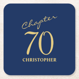 70:e födelsedag blå Guld Underlägg Papper Kvadrat