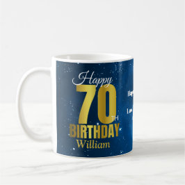 70:e födelsedag - blå rymdtypografi kaffemugg