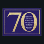 70:e födelsedag Blått och Guld Glitter Inbjudningar<br><div class="desc">70:e födelsedagsinbjudan. Inbjudan vid marinblått och Guld Glitter med marinblå bakgrund. Överraskad födelsedag. Vuxen Birthday. Manar eller Kvinnor Bday Bash Party. Om du vill göra ytterligare anpassningar klickar du på knappen "Anpassa" och användor verktyg som är utformat för att ändra mallen.</div>