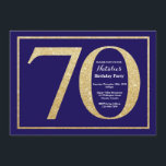 70:e födelsedag Blått och Guld Glitter Inbjudningar<br><div class="desc">70:e födelsedagsinbjudan. Inbjudan vid marinblått och Guld Glitter med marinblå bakgrund. Överraskad födelsedag. Vuxen Birthday. Manar eller Kvinnor Bday Bash Party. Om du vill göra ytterligare anpassningar klickar du på knappen "Anpassa" och användor verktyg som är utformat för att ändra mallen.</div>