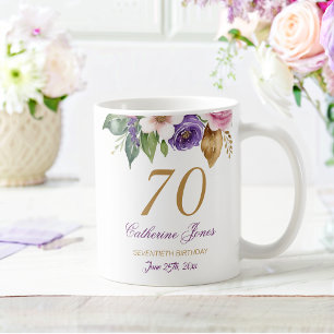 70:e födelsedag Blommigt Bouquet Guld-accent Kaffemugg