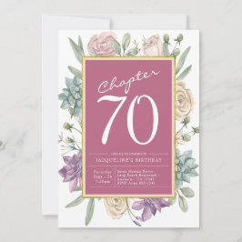 70:e födelsedag Blommigt Party Inbjudningar