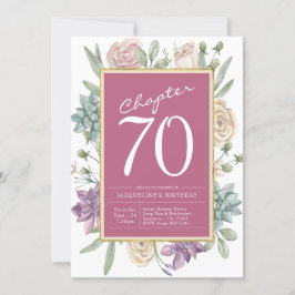 70:e födelsedag Blommigt Party Inbjudningar