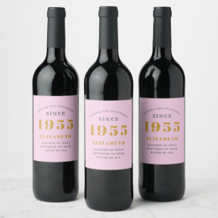 70:e födelsedag Born 1955 Lägg till Namn Rosa Gråt Vinflaska Etikett