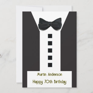 70:e födelsedag 🎉 Elegant Tuxedo Fruit Plate Card Inbjudningar
