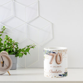 70:e födelsedag: eukalyptus greenery glitter kaffemugg