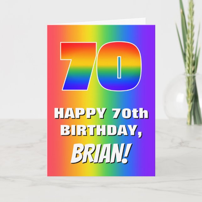 70:e födelsedag: Färgfull, Roligt Rainbow Mönster  Kort (Framsida)