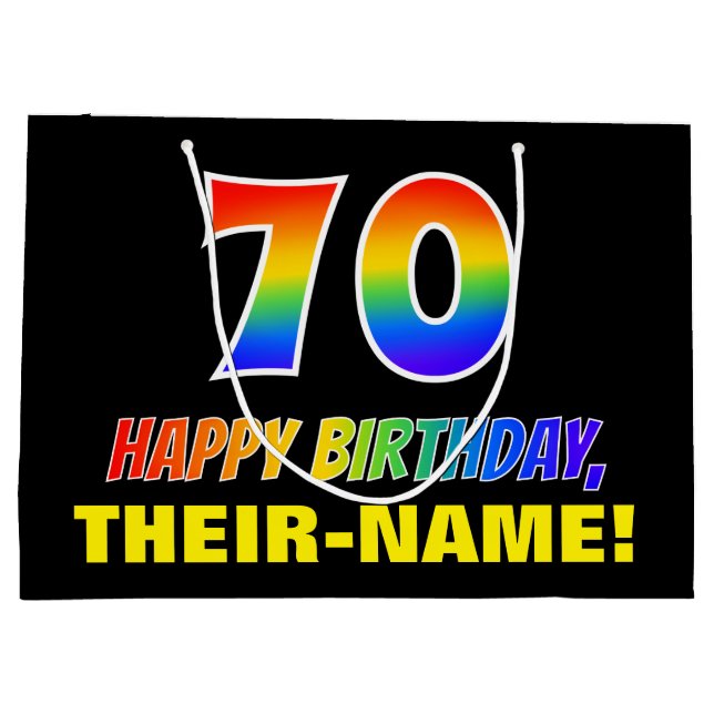 70:e födelsedag: fetstil, Roligt, enkel, regnbåge  (Baksidan)