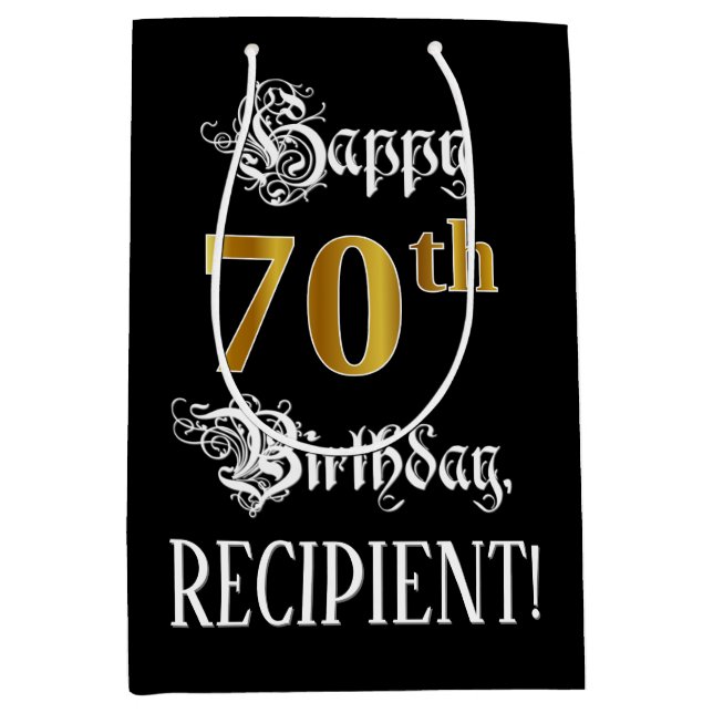 70:e födelsedag ~ Finare skript; Faux Guld, Namn (Framsidan)