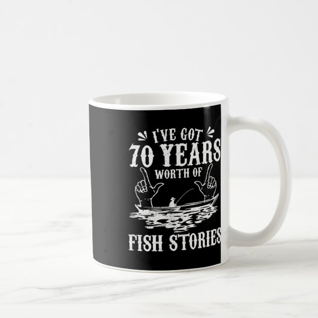 70:e födelsedag Fiskare T Shirt Funny B Fiske Gi Kaffemugg (Höger)