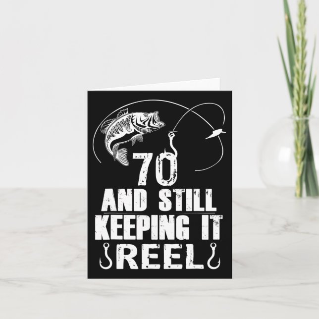 70:e födelsedag Fiske efter 70 år Gammal fiskare Kort (Framsida)