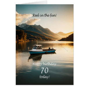 70:e födelsedag fiske från ett fartyg hälsningskort