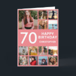 70:e födelsedag Foto Collage 13 Photos Rosa & Whit Kort<br><div class="desc">70:e Grattis på födelsedagen Photo Collage 13 Photos Rosa and White Birthday Card för alla åldrar. Den 13:e 15:e 16:e 18:e 20:e 30:e 40:e 60:e 70:e 80:e 90:e 100:e, alla åldrar. Om du vill göra ytterligare anpassningar klickar du på knappen "Anpassa" och användor verktyg som är utformat för att ändra...</div>
