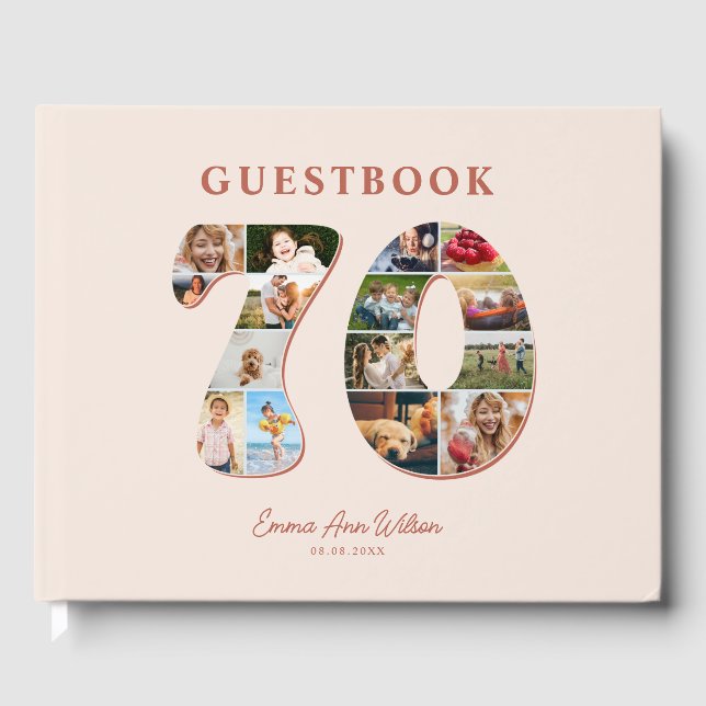 70:e födelsedag Foto Collage Milestone Guestbook Gästböcker (Framsida)