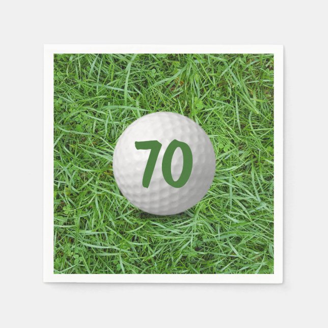70:e födelsedag Golf Boll på grassblöjor Pappersservett (Framsidan)
