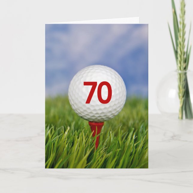 70:e födelsedag Golf Boll på Red Tee Kort (Framsida)
