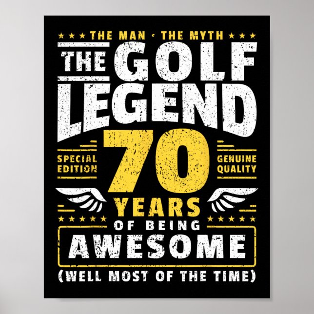 70:e födelsedag Golf Player 70 år gammal Golfer Poster (Framsidan)