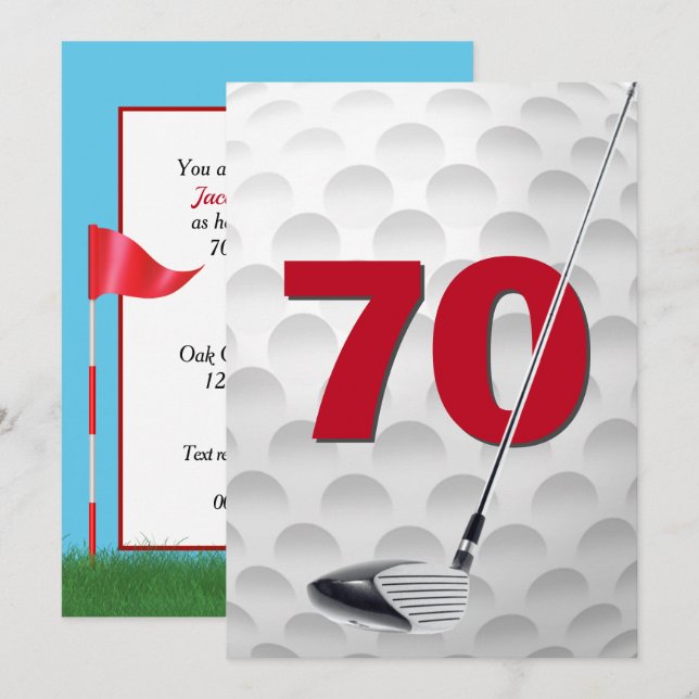 70:e födelsedag Golf-Temapartyet Inbjudningar (Fram/baksida)