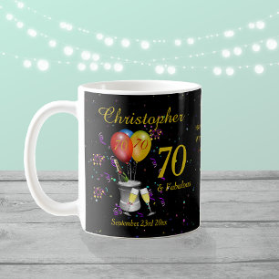 70:e födelsedag Högtidlighållande Vin Black Kaffemugg