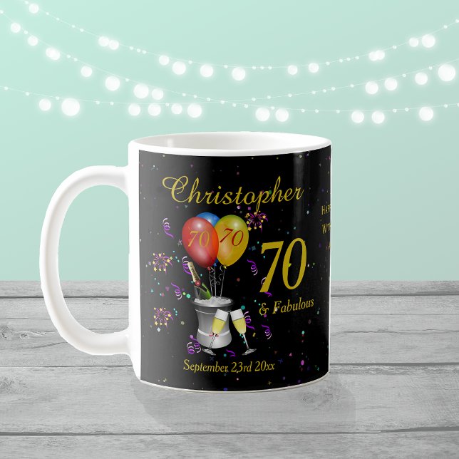70:e födelsedag Högtidlighållande Vin Black Kaffemugg (Skapare uppladdad)