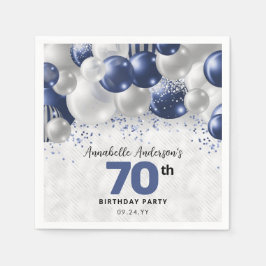 70:e födelsedag i Glitter vid den blå Silver-ballo Pappersservett
