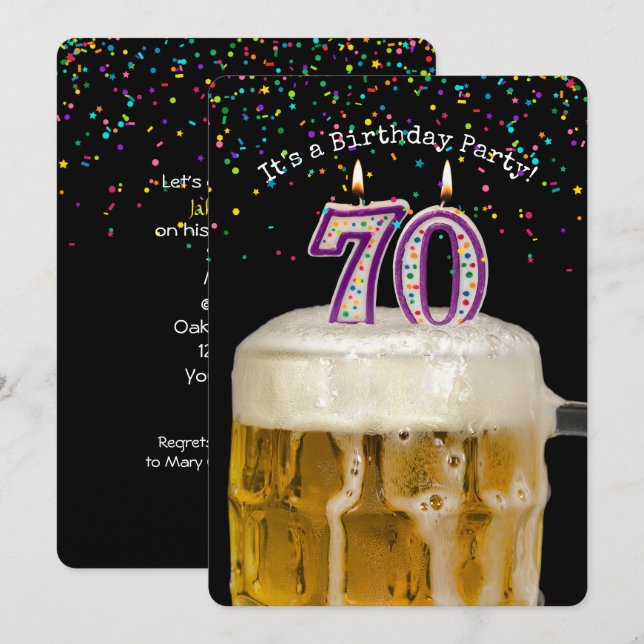 70:e födelsedag i Party Inbjudningar (Fram/baksida)