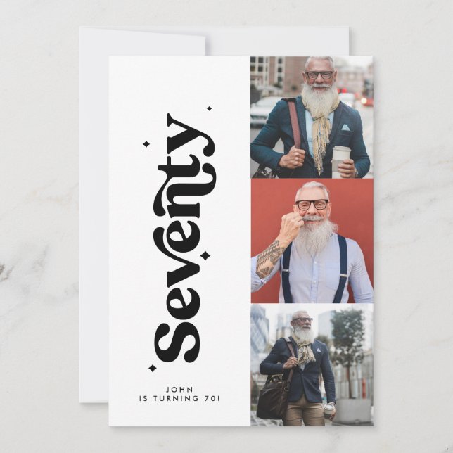 70:e födelsedag inbjudan: modernt, minsta enkla fo inbjudningar (Framsida)