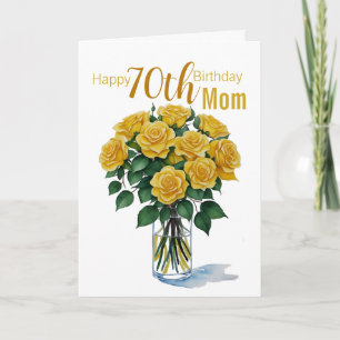 70:e födelsedag Mamma Gul ros Bouquet-kort Kort