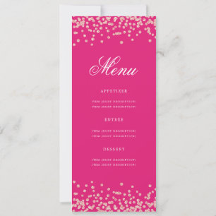 70:e födelsedag Menu Ro Guld Confetti Shock rosa Inbjudningar