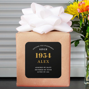 70:e födelsedag Namn 1954 Svarta Guld-Elegantens C Fyrkantigt Klistermärke