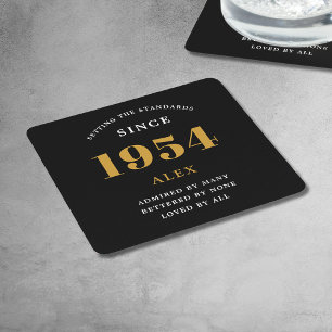 70:e födelsedag Namn 1954 Svarta Guld-Elegantens C Underlägg Papper Kvadrat