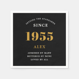 70:e födelsedag Namn 1955 Svarta Guld-Elegantens C Pappersservett
