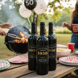 70:e födelsedag Namn 1956 Svarta Guld-Elegantens C Vinflaska Etikett