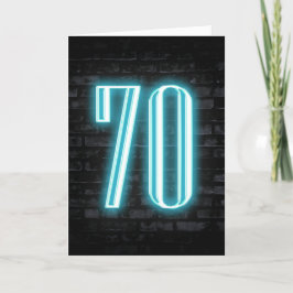70:e födelsedag Neon-signatur på brick Kort