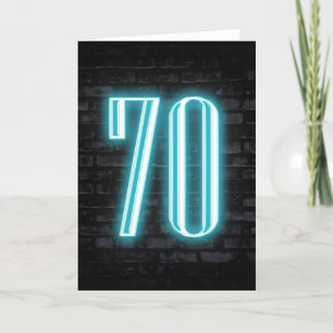 70:e födelsedag Neon-signatur på brick Kort
