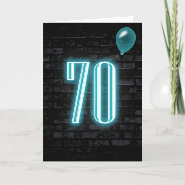 70:e födelsedag Neon-signatur på brick Kort (Framsida)