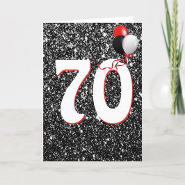 70:e födelsedag på svarta Glitter-kortet Kort