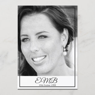 70:e födelsedag Photo Monogram Elegant Birthday Inbjudningar
