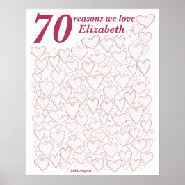 70:e födelsedag - Rosa 70 skäl: Vi Kärlek ger dig  Poster