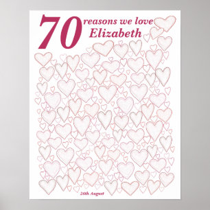 70:e födelsedag - Rosa 70 skäl: Vi Kärlek ger dig Poster