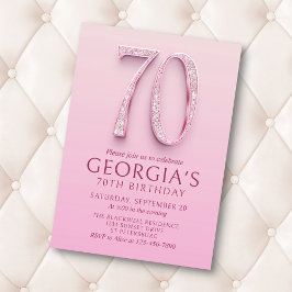 70:e födelsedag Rosa Diamonder Inbjudningar
